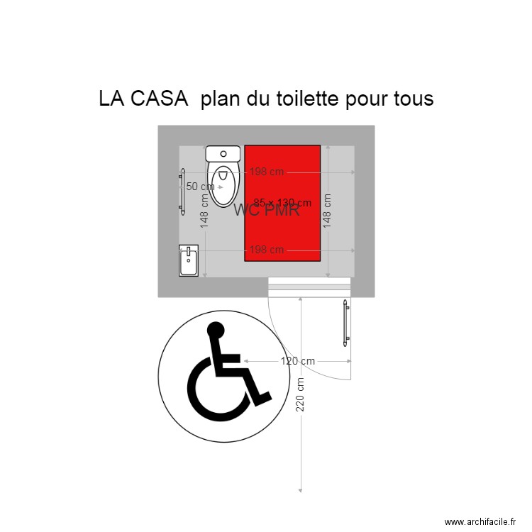 la casa  plan du toilette pour tous. Plan de 0 pièce et 0 m2