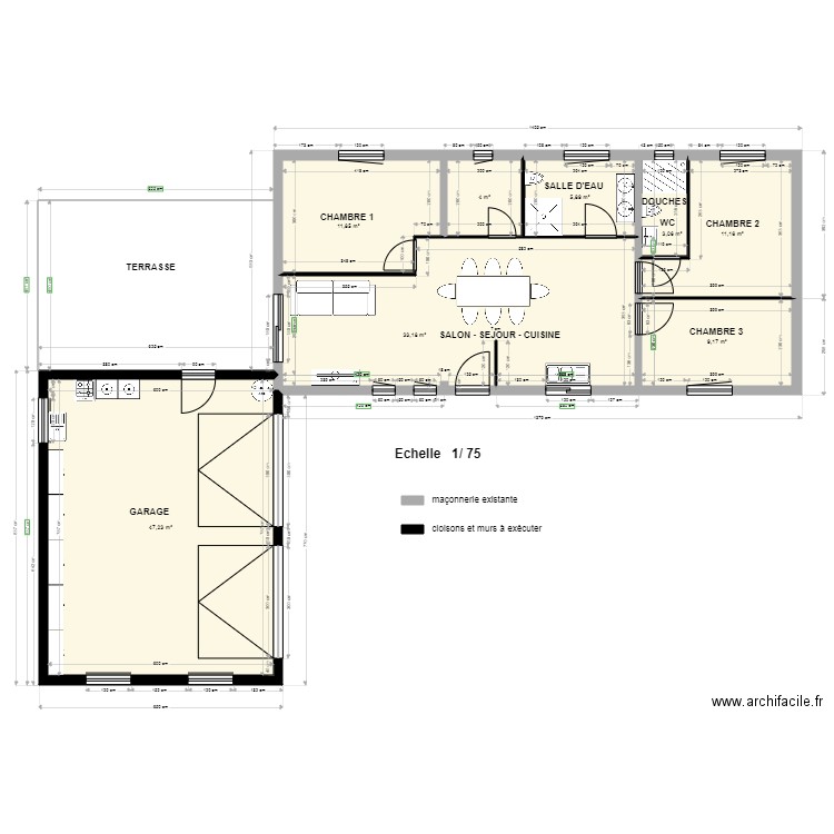 NOUVELLE DISPOSITION. Plan de 0 pièce et 0 m2