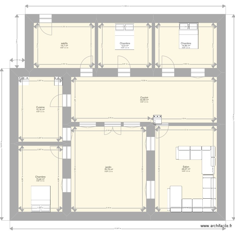 darinet. Plan de 8 pièces et 170 m2