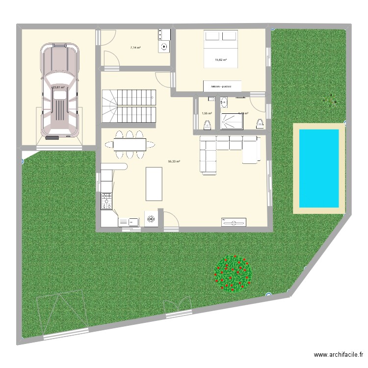 lajili. Plan de 6 pièces et 107 m2