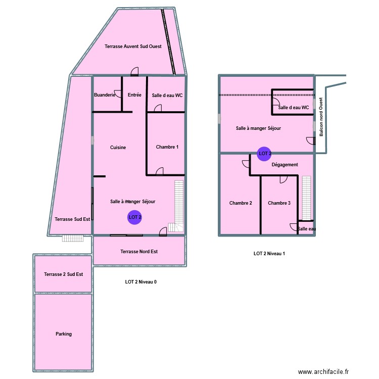 lot 2 bis. Plan de 14 pièces et 743 m2