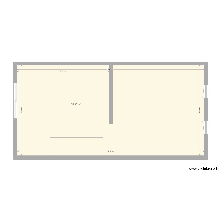 appartement brut. Plan de 1 pièce et 75 m2