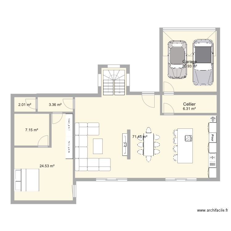 Maison enfilade . Plan de 0 pièce et 0 m2