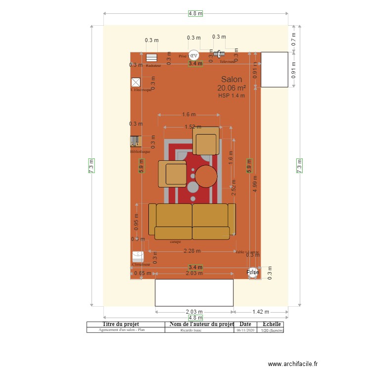 Agencement salon plan Vue perspective 061120. Plan de 0 pièce et 0 m2