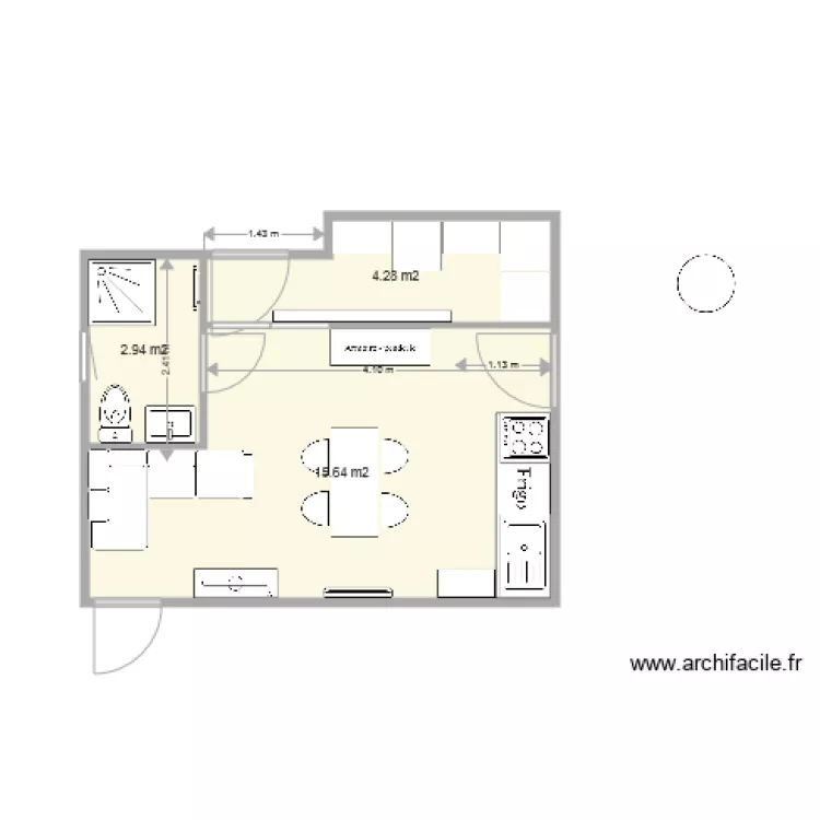 Studio garage. Plan de 