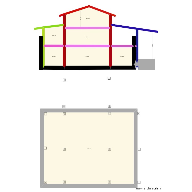 Réno Grange Maillarde 3. Plan de 8 pièces et 252 m2