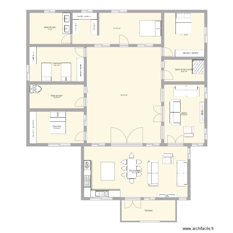 dar dje . Plan de 11 pièces et 215 m2