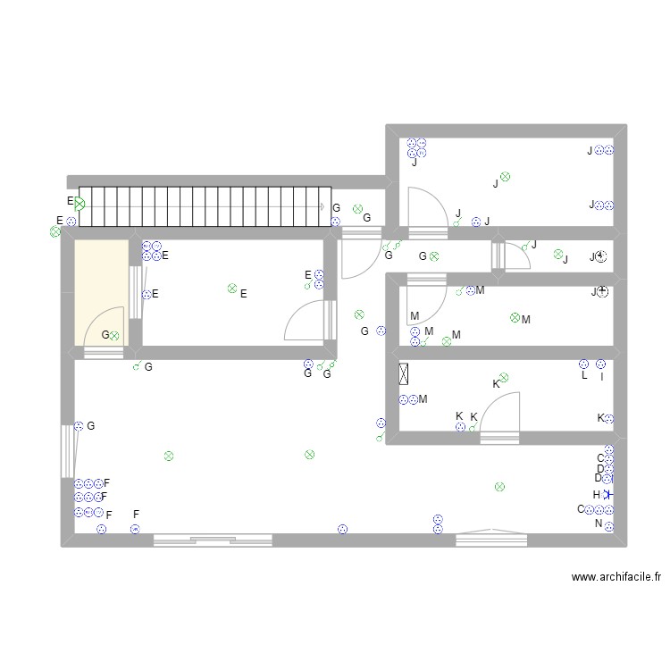 Orban haut. Plan de 6 pièces et 32 m2