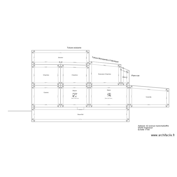 Façade 2D Coté modifiée. Plan de 0 pièce et 0 m2