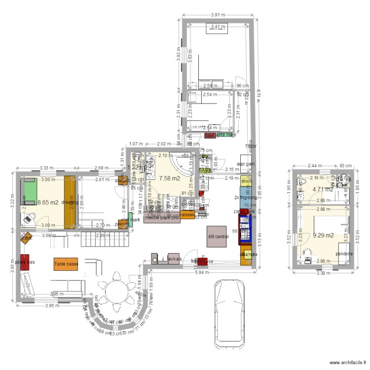 agrandissement cuisine 15 modifs avec cotes. Plan de 0 pièce et 0 m2