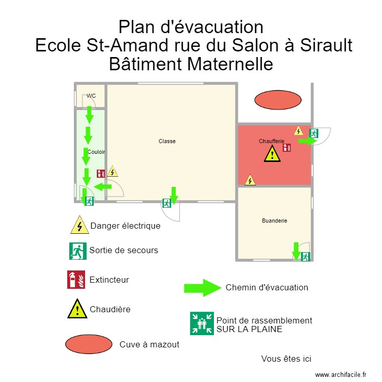 St Amand Salon bâtiment maternelle. Plan de 5 pièces et 82 m2