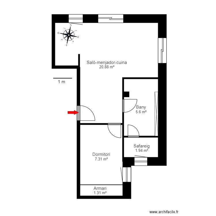 ED. MOLLERES. BLOC 4. 3-D. ESCALDES. Plan de 5 pièces et 37 m2