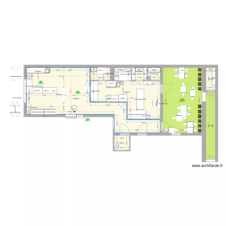 Patisserie - salon de th&eacute; avant. Plan de 