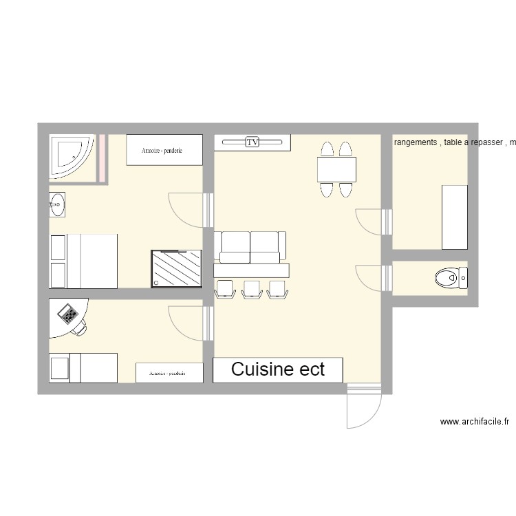 maison 2. Plan de 6 pièces et 48 m2