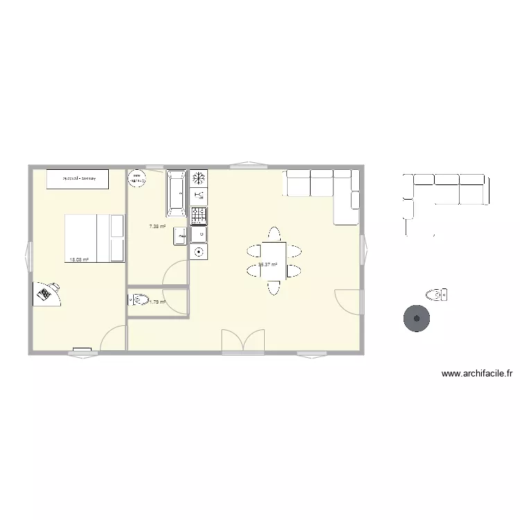 PETITE MAISON EN BOIS 1 CHAMBRE. Plan de 