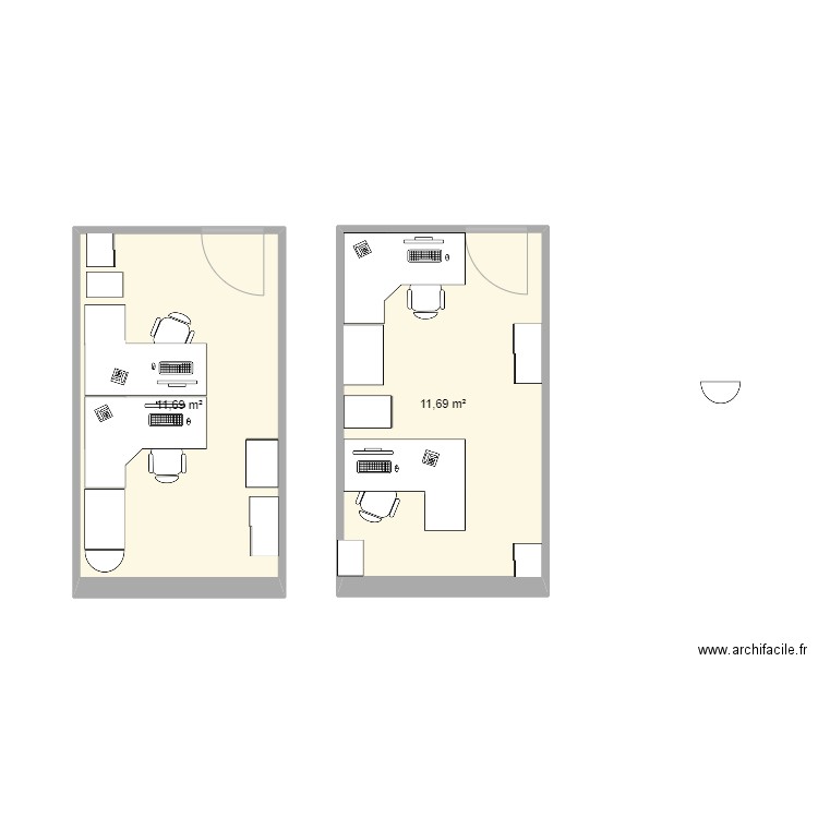 BUREAU MARIE CLAIRE 4. Plan de 2 pièces et 23 m2