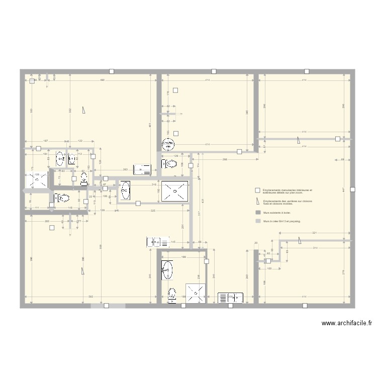 Yvrac Projet SSSOL 12 sans meuble sans menuiserie. Plan de 14 pièces et 143 m2