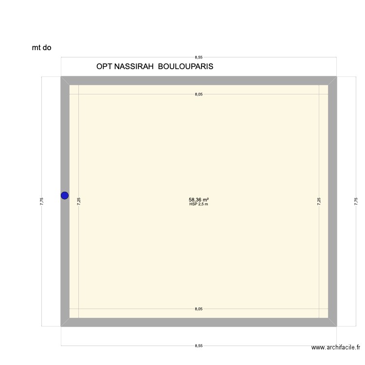 OPT BOULOUPARIS COL DE NASSIRAH. Plan de 1 pièce et 58 m2