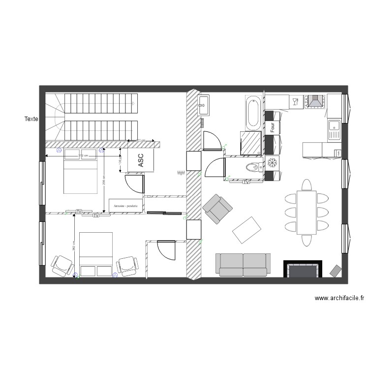 appart 2eme etage 16 cheminée ascens modif. Plan de 4 pièces et 88 m2