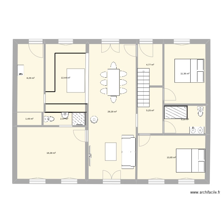 planessai. Plan de 9 pièces et 111 m2