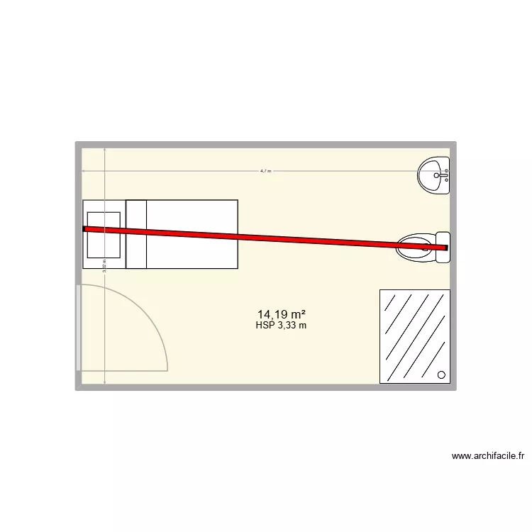 monastere zen. Plan de 1  et 14 m²