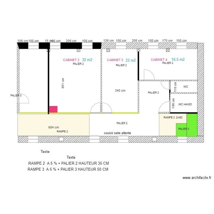 ETAGE  2  MAISON SANTE projet 2. Plan de 2 pièces et 47 m2