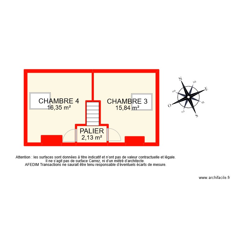 BI8945 ETAGE 2. Plan de 6 pièces et 36 m2