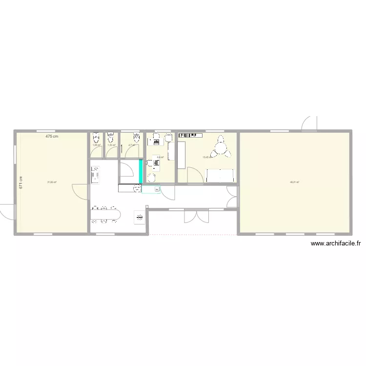 Maison Saint Etienne int&eacute;rieure. Plan de 