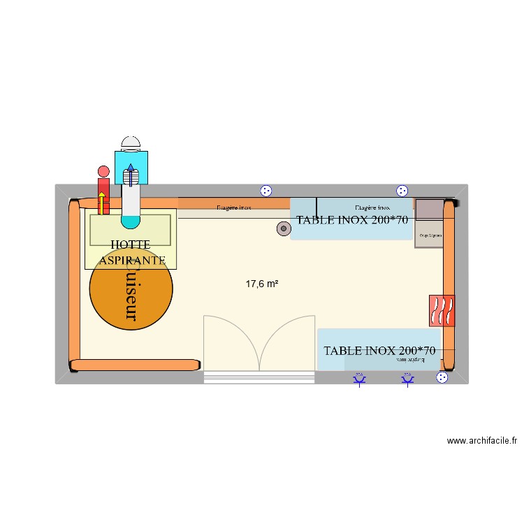 Labo cuiseur. Plan de 1 pièce et 18 m2