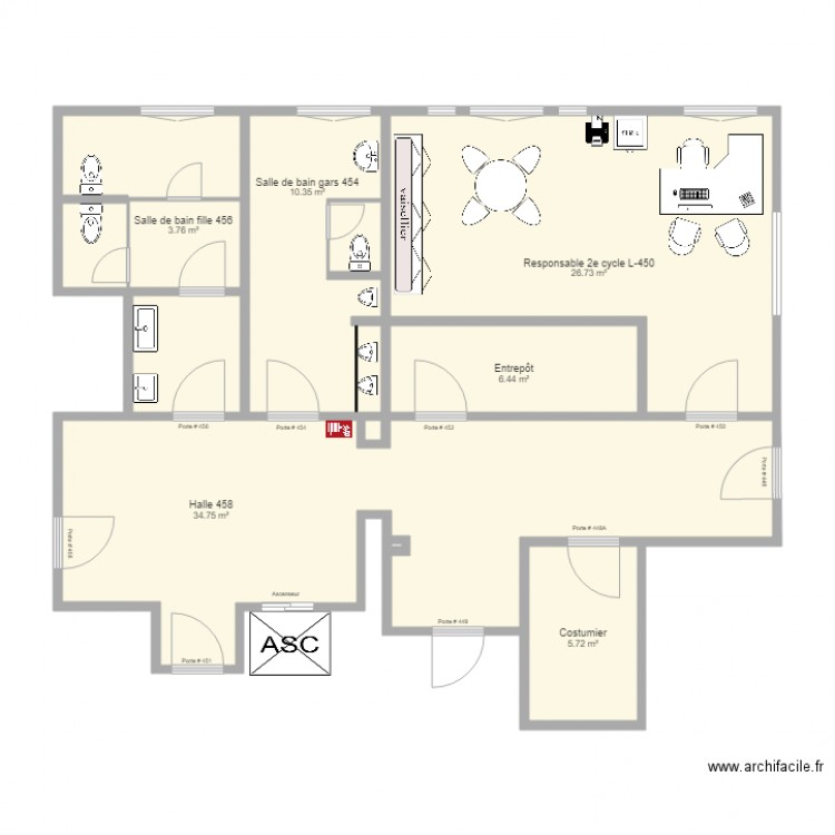 local 458. Plan de 0 pièce et 0 m2