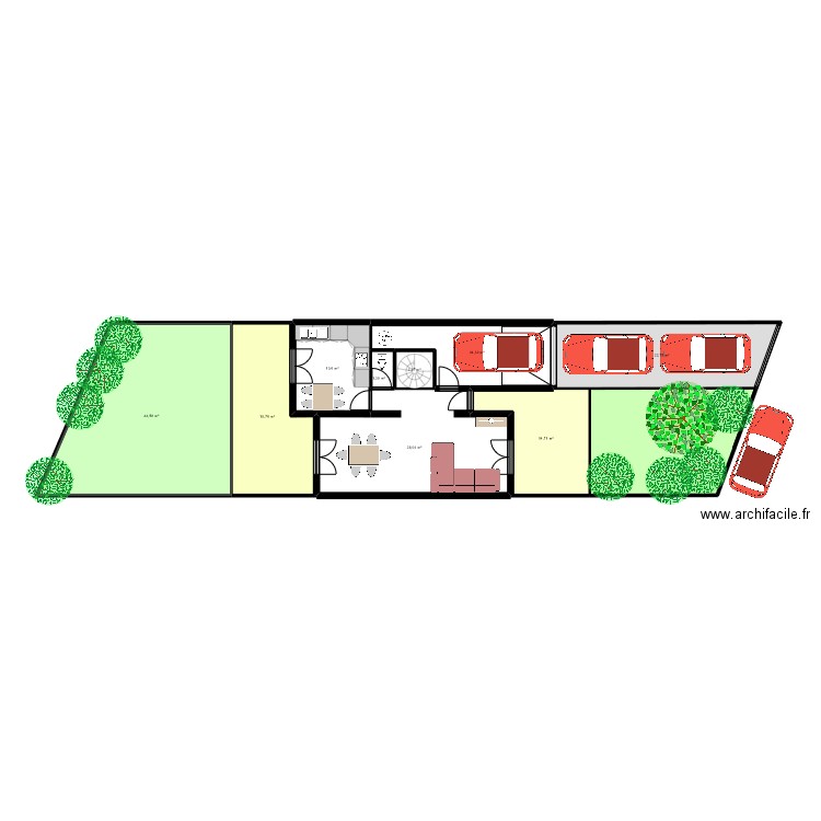 LAMOUREUX. Plan de 17 pièces et 233 m2