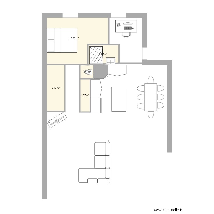 RDC idée 2. Plan de 5 pièces et 18 m2