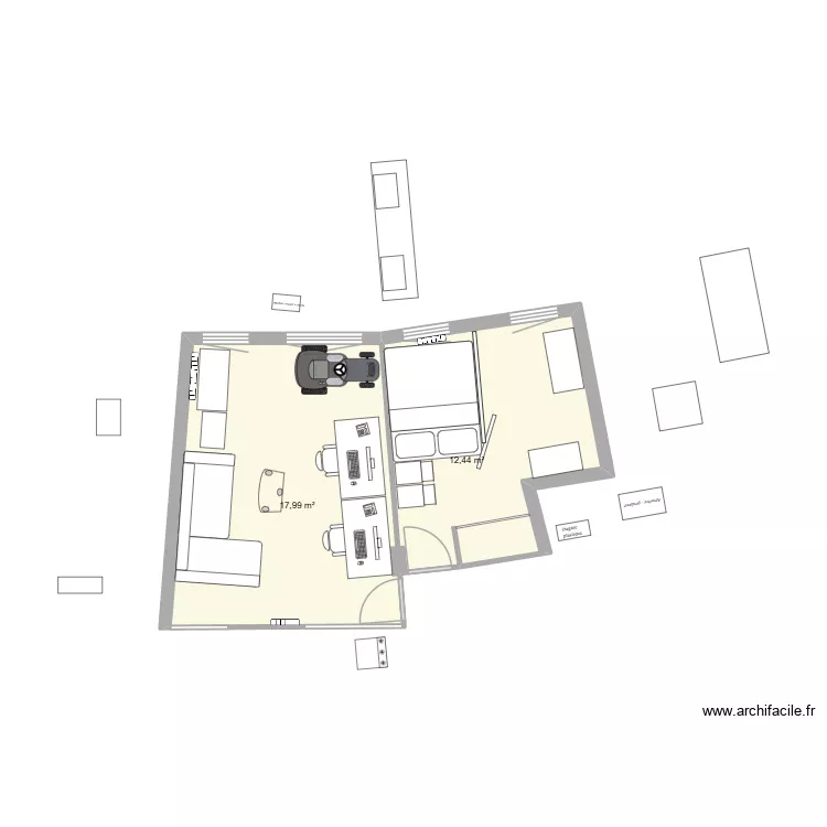salon. Plan de 2 Pièces et 30 m² salon. Plan de 2 Pièces et 30 m²