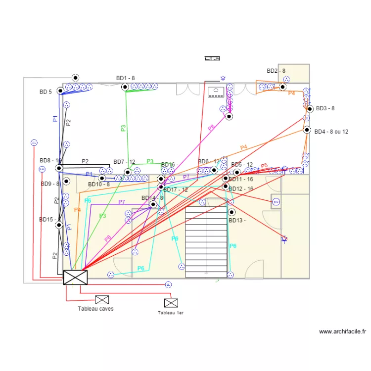 Plan RdC circuits prises. Plan de 