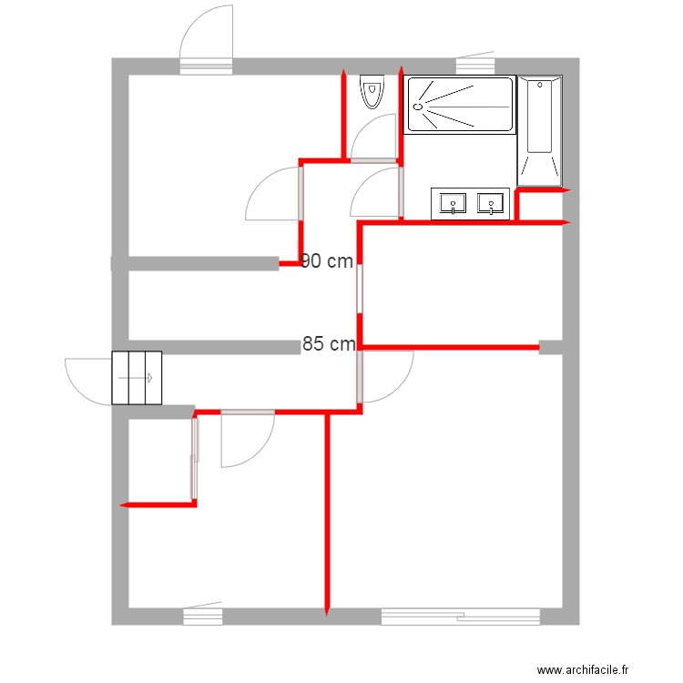 amenagement sans cotation. Plan de 8 pièces et 50 m2