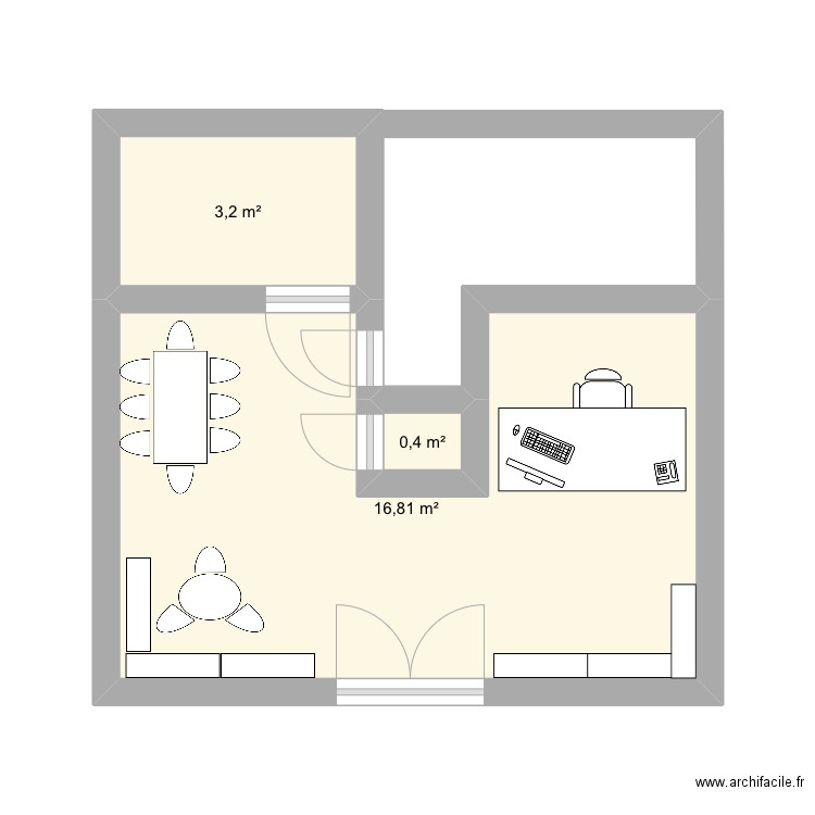 Toilettage. Plan de 3 pièces et 20 m2