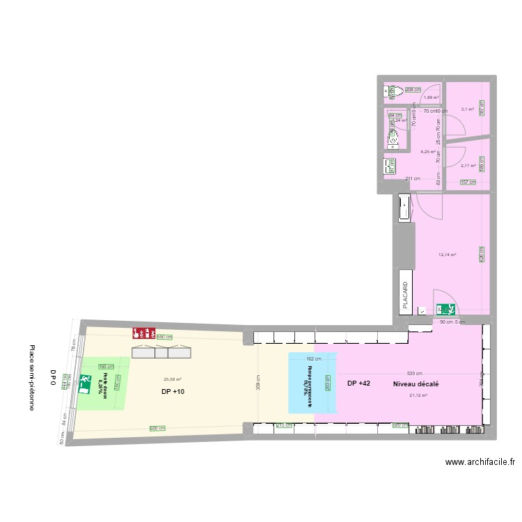 GLACIER CARLIZ AVANT TRAVAUX. Plan de 19 pièces et 83 m2