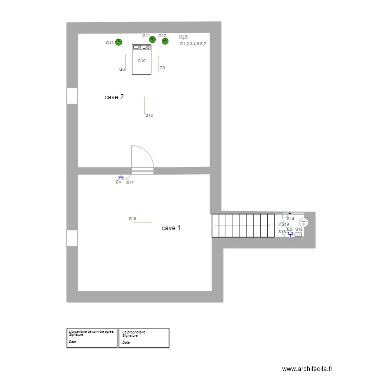 Implantation cave. Plan de 0 pièce et 0 m2