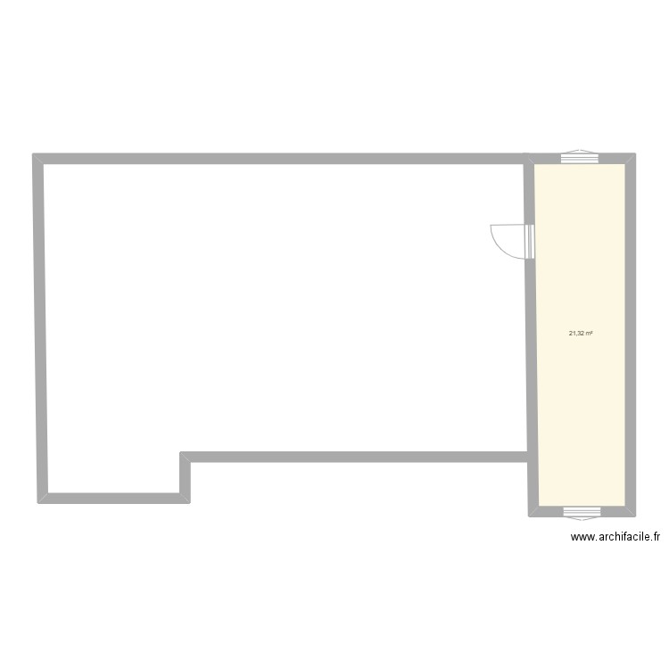 agrandissement. Plan de 1 pièce et 21 m2