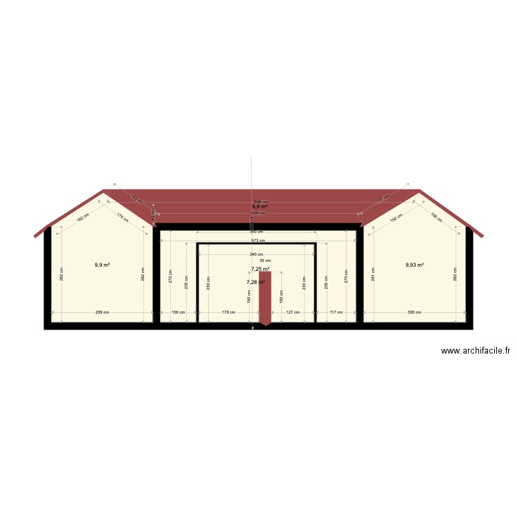 toit deux pans. Plan de 0 pièce et 0 m2