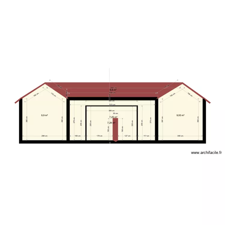 toit deux pans. Plan de 