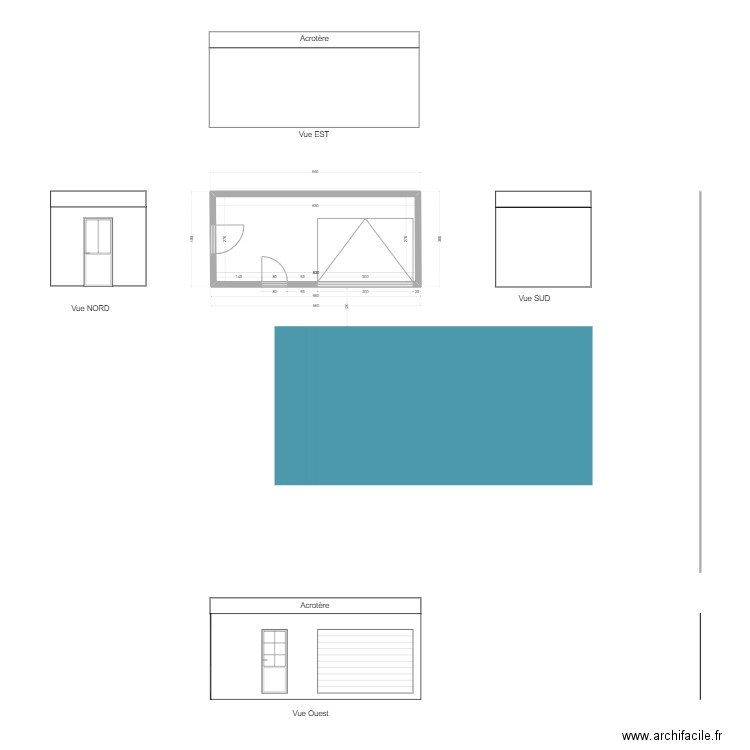 Pool house variante 7. Plan de 1 pièce et 17 m2