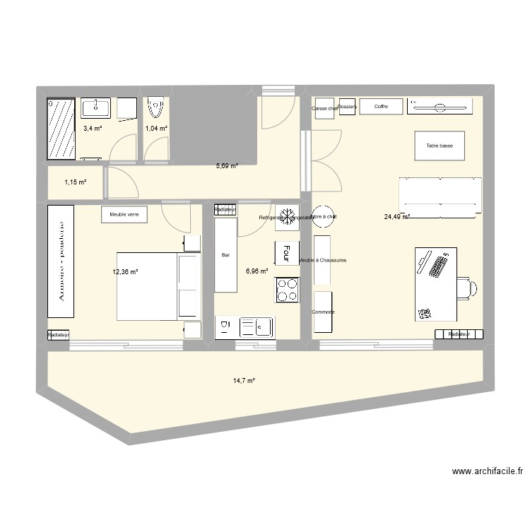 Plein Soleil 2. Plan de 9 pièces et 72 m2