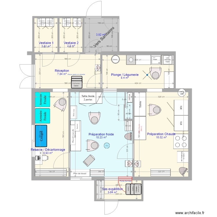 Mazerolles 006. Plan de 9 pièces et 73 m2