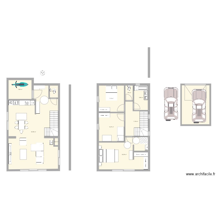 archi 214 imp lisiere 730. Plan de 11 pièces et 157 m2