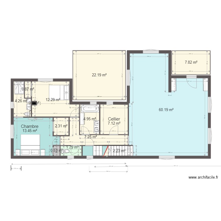 projet st v2. Plan de 25 pièces et 297 m2