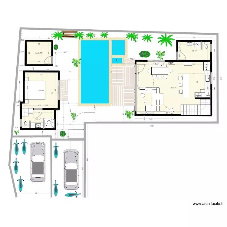 Villa 2 - Lantai 1 - KEDUNGU. Plan de 5  et 81 m²