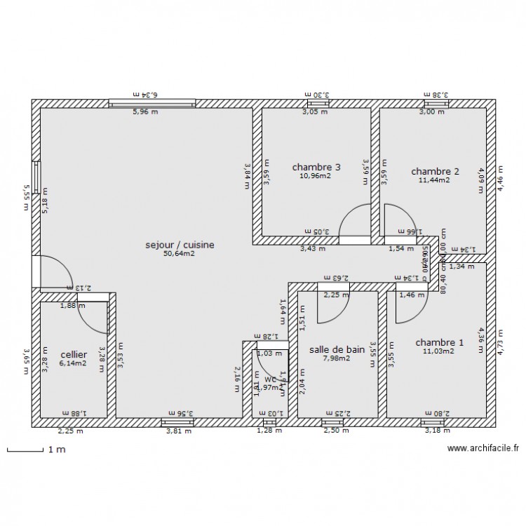 projet maison avec cote. Plan de 0 pièce et 0 m2