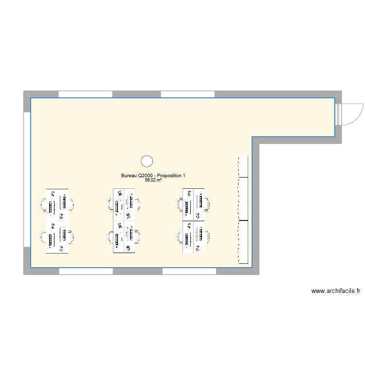 Q2000 - PROPOSITION 1. Plan de 1 pièce et 56 m2