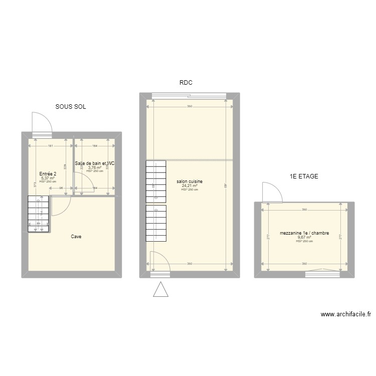 COMBREAS. Plan de 5 pièces et 52 m2